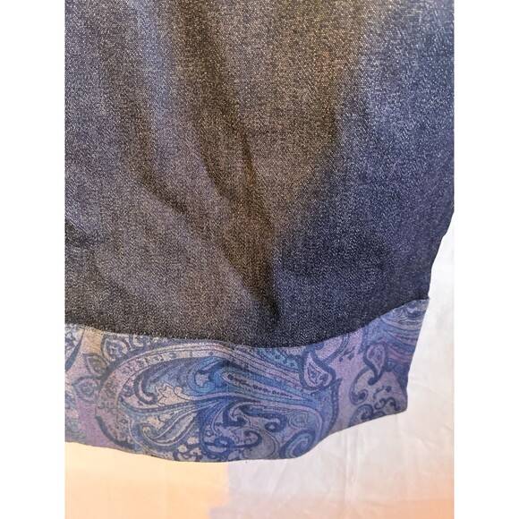 Stanley Blacker Denim Pants 1X Plus Size NWT Cuffed Paisley Hem Cropped Jeans - Picture 6 of 12